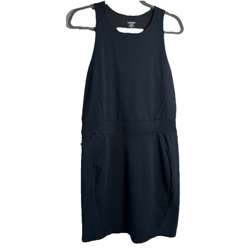 Toad & Co Women's Black Dress Razorback Pockets Shift Travel Stretch Zip Large